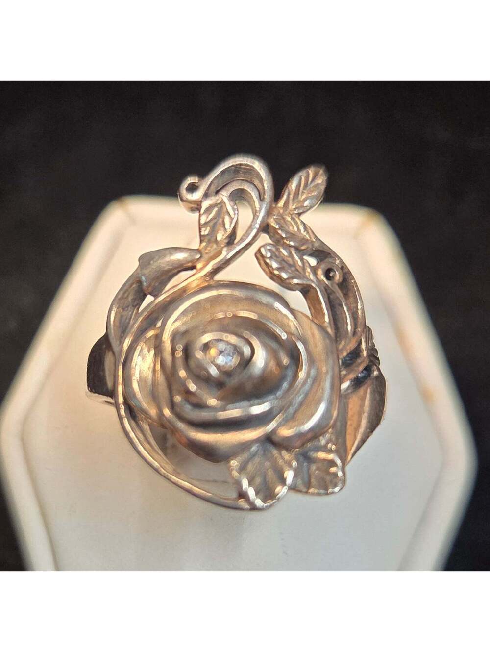 Artisan Sterling Silver Rose Ring sz 7.5